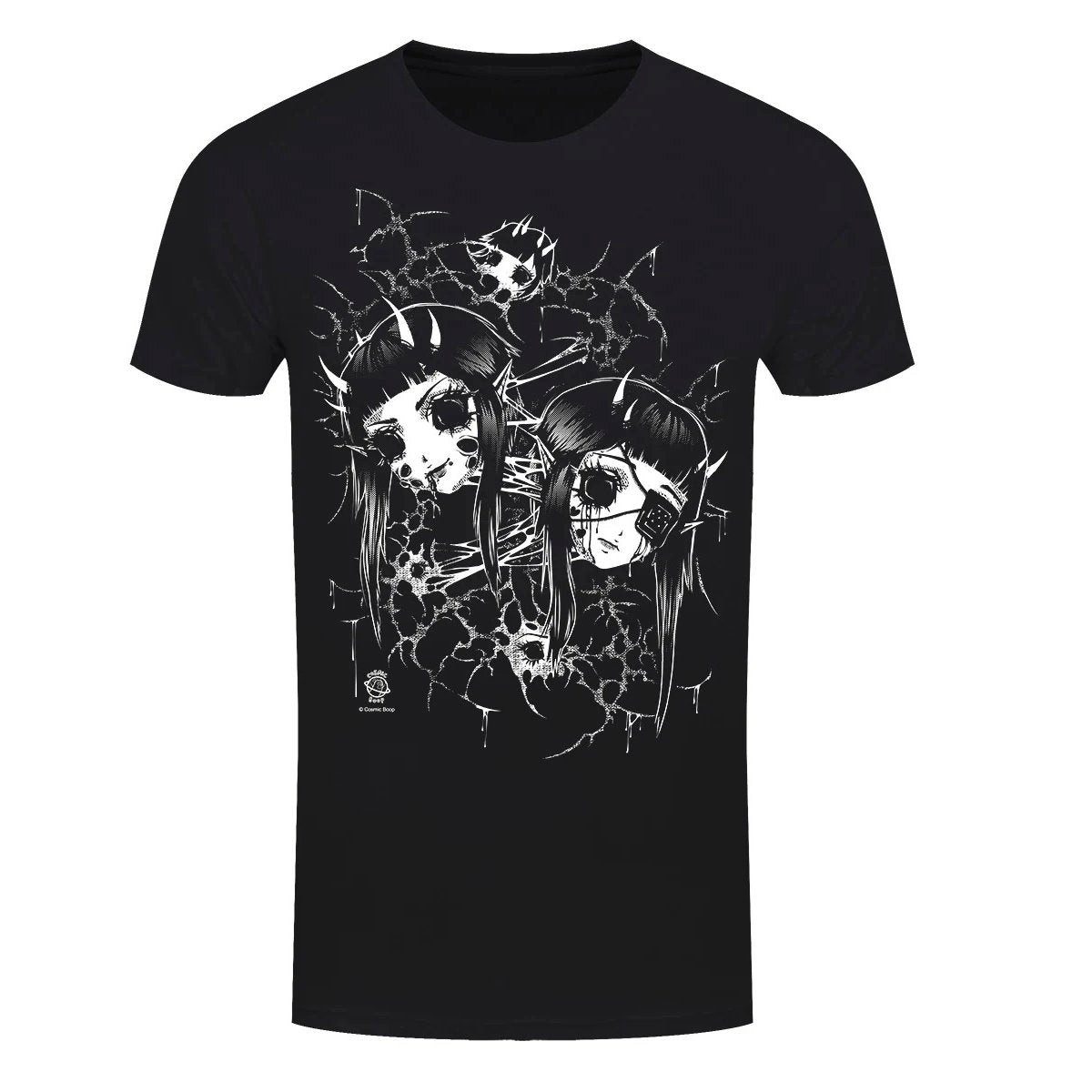 Dark-Desires Print-Shirt Düsteres Gothic Anime T-Shirt Horror Cosmic Boop "Split" Gothic Shirt Anime aus Baumwolle mit Print