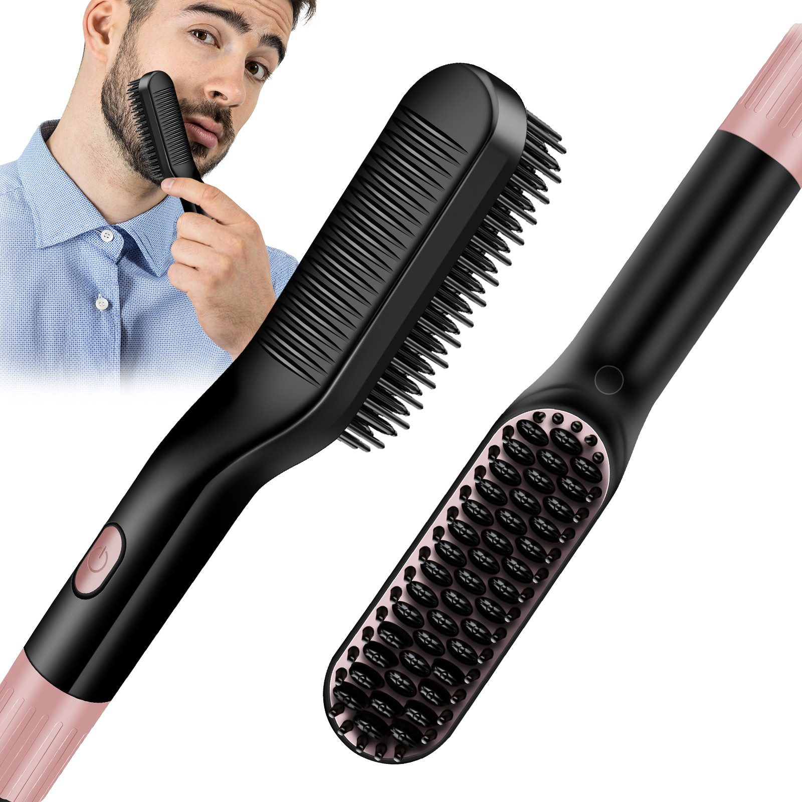 Glätteisen 2-in-1 Bartglätter & Haarglättbürste, ideal für Bart- & Haarstyling