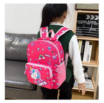 TPFLiving Kindergartentasche mit gepolsterten Schulterriemen (Mädchen Einhorn Rucksack Kindergarten geeignet), Mädchen Kinderrucksack Einhorn Regenbogen in 4 Farben zur Auswahl