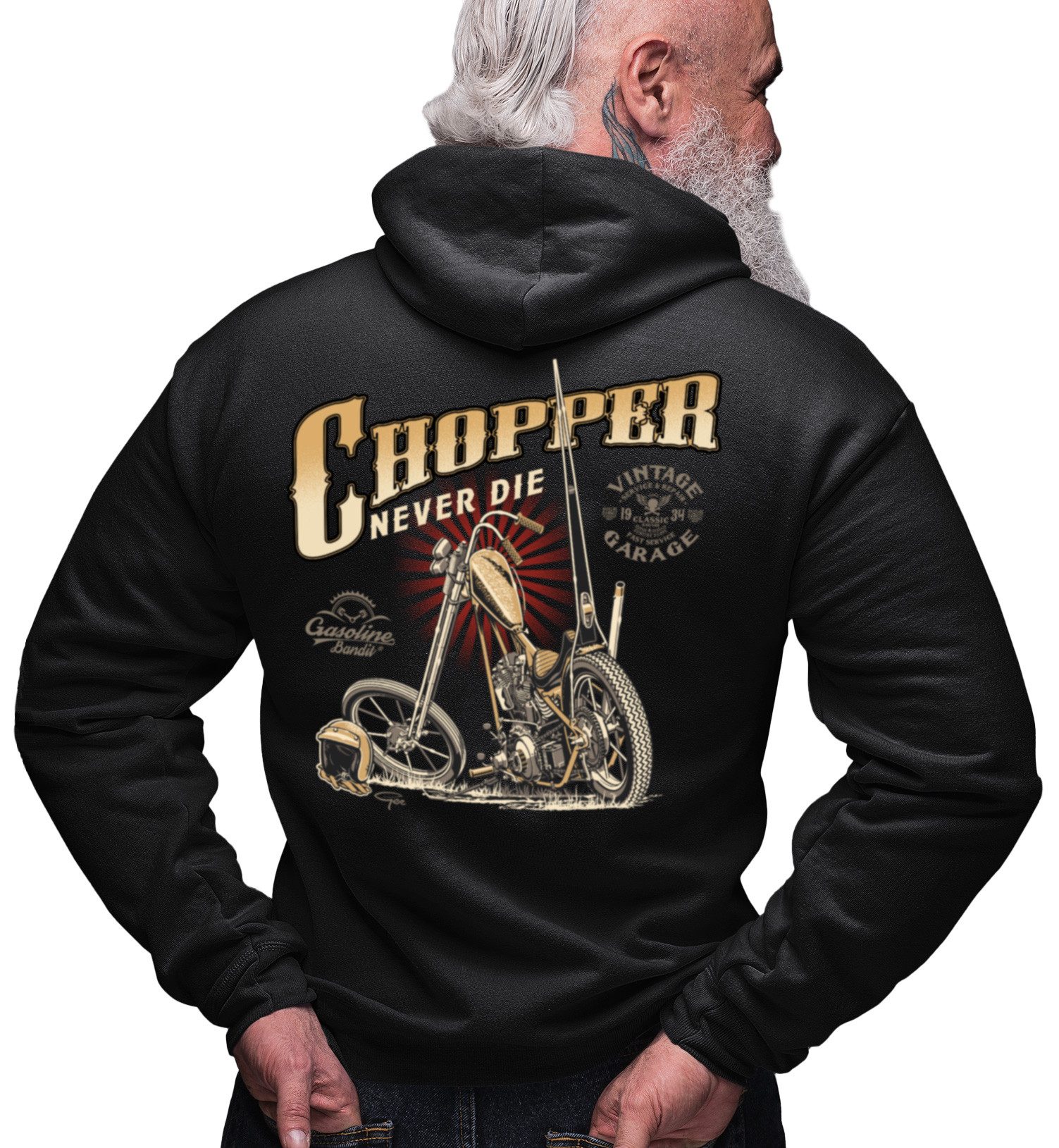 GASOLINE BANDIT® Kapuzensweatjacke Chopper never die
