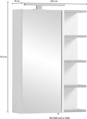 Schildmeyer Spiegelschrank Balto, Breite 49 cm Mit LED-Beleuchtung, Regal beidseitig montierbar