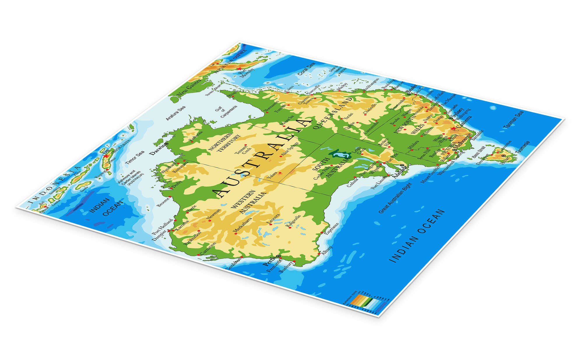 Posterlounge Poster Editors Choice, Australien - Topographische Karte (Engl günstig online kaufen