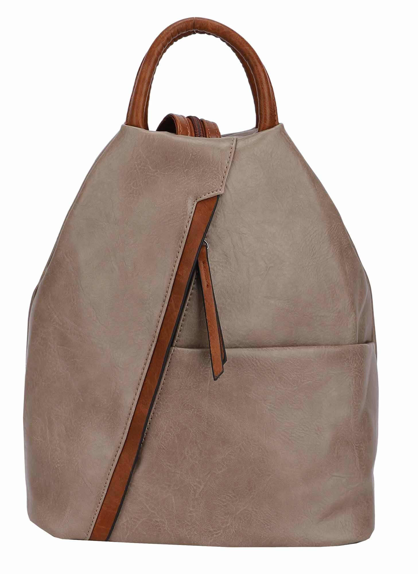 ITALYSHOP24 Rucksack Damen City- TagesRucksack Daypack Backpack Tasche Schultertasche Sport, Handtasche tragbar, Leder Optik viele Farben/Variationen, Schule Reise