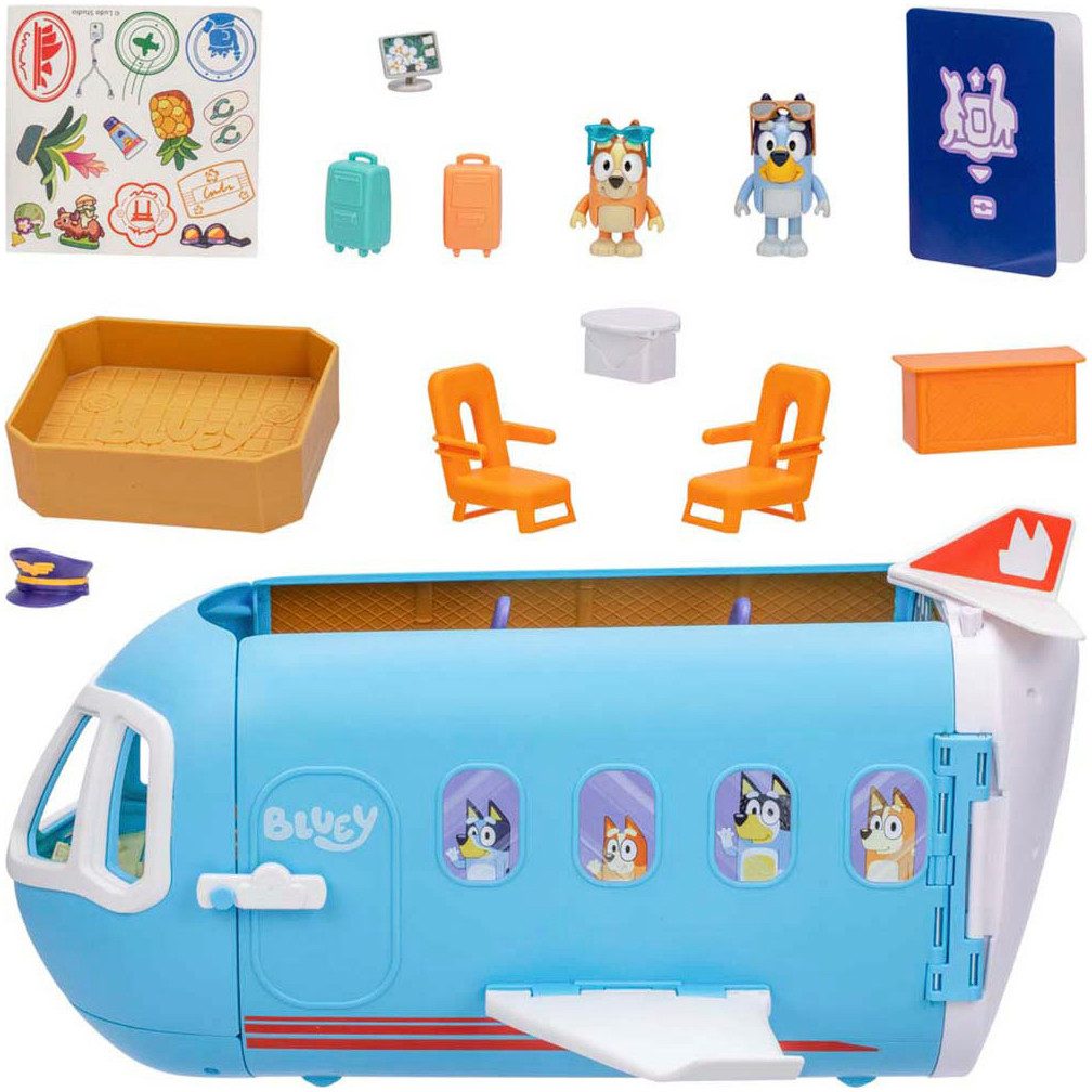 Moose Spielwelt Bluey Flugzeug 3-in-1-Verwandlungsspielset, mit Soundeffekt