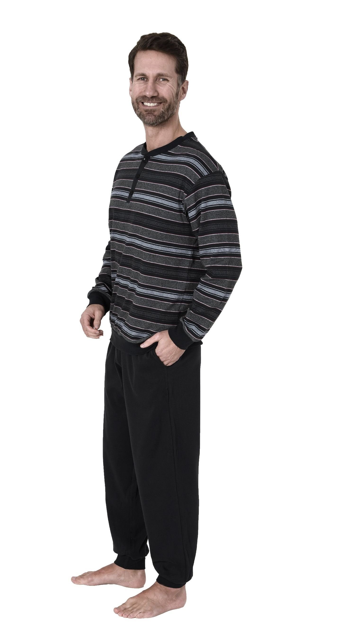 Normann Pyjama »Herren Pyjama mit Bündchen in warmer Kuschel Interlock  Qualität - auch in Übergrössen«