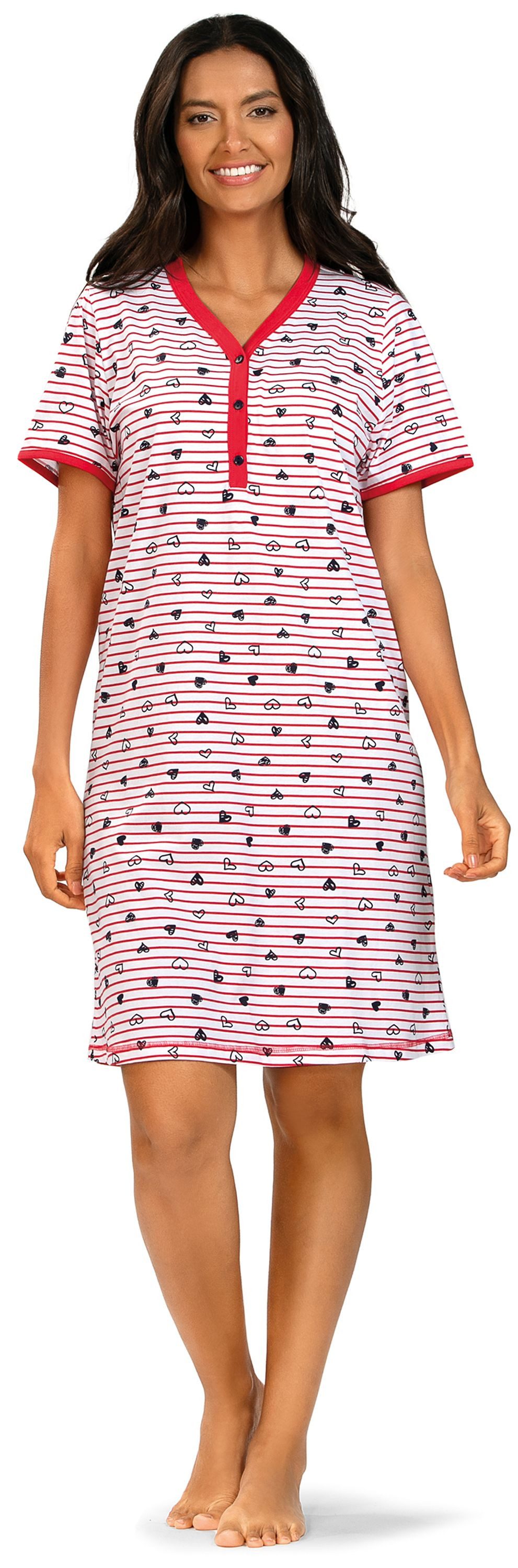comtessa Nachthemd Dreamy breeze (Set, 1-tlg., 1-teilig) Damen Sleepshirt ca.100cm Schlafshirt geknöpft Baumwolle große Größen