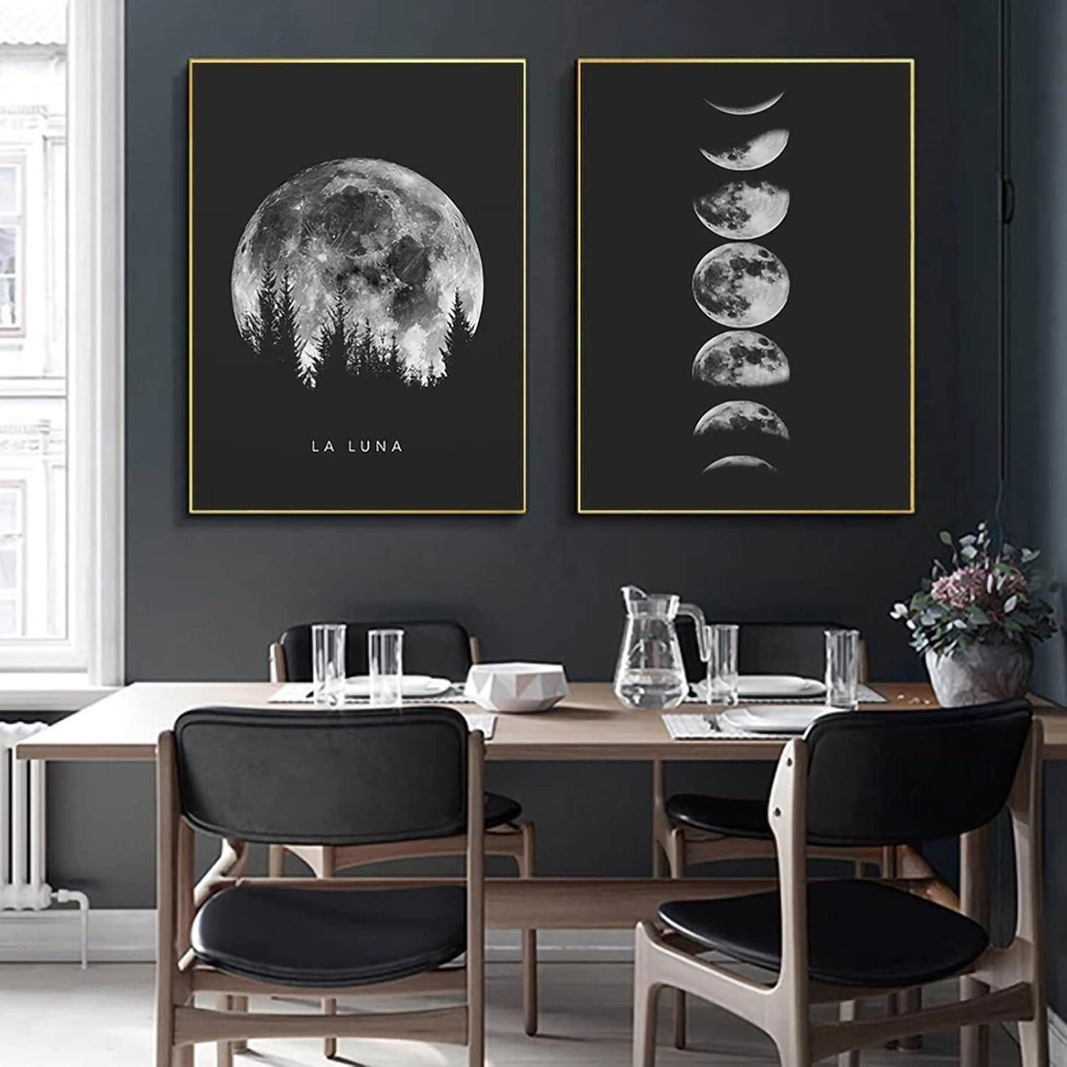 Poster Premium Poster Set Mondphasen Schwarz Weiß Wandbilder 50x70cm