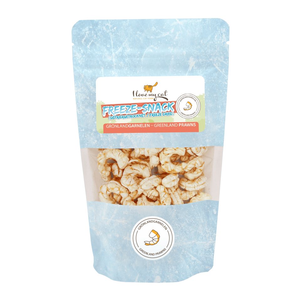 I love my cat NATURAL CAT FOOD Freeze-Snack für Katzen gefriergetrocknet mit Grönlandgarnelen - 25g, Snack für: Katzen, getreidefrei, zuckerfrei, kohlenhydratarm, ohne künstliche Zusätze