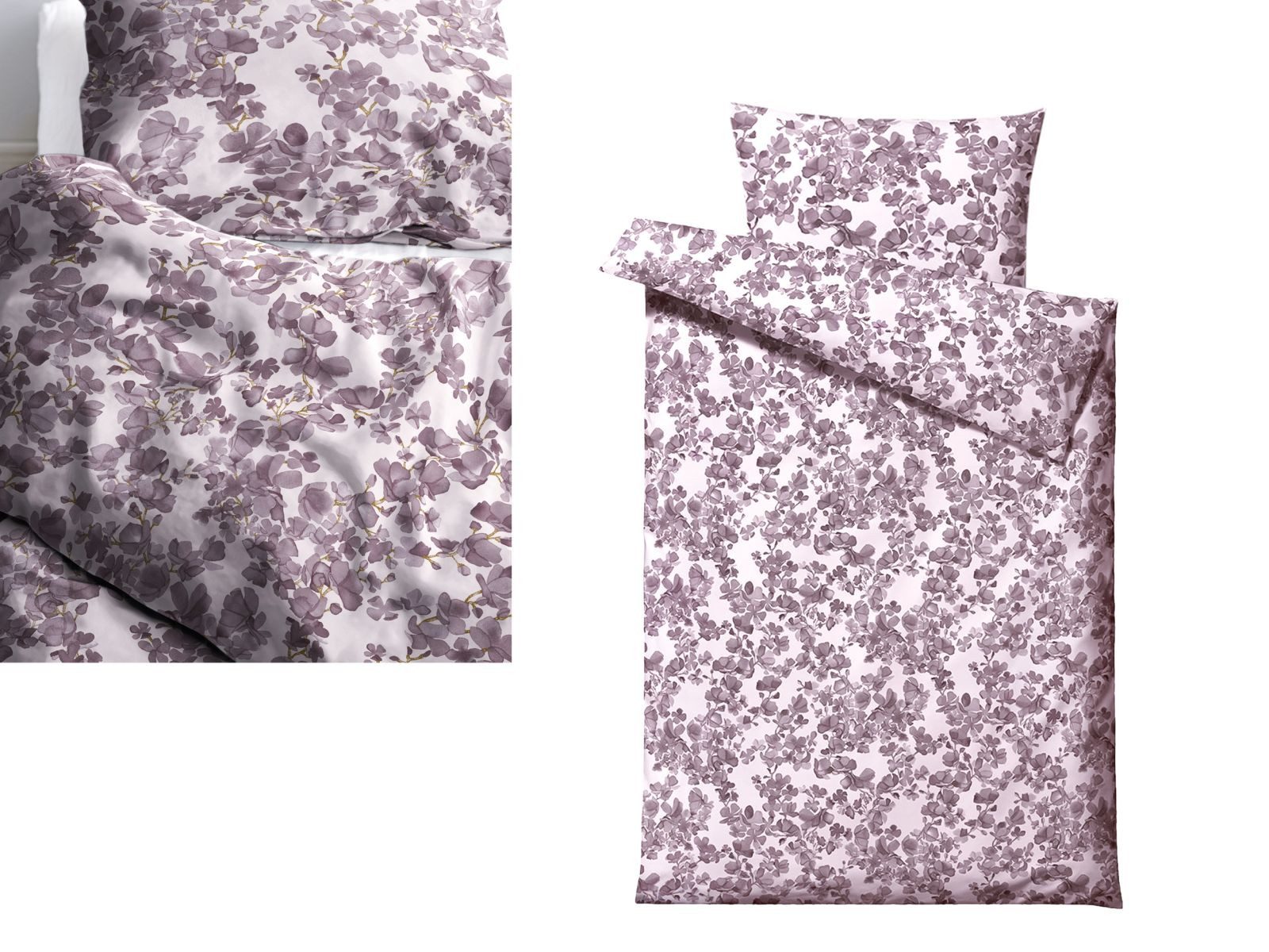 Södahl Bettwäsche Blossom, Bio-Baumwolle, 2 teilig, 135x200cm, skandinavischer Blumenlook, Satin, Bio-Baumwolle