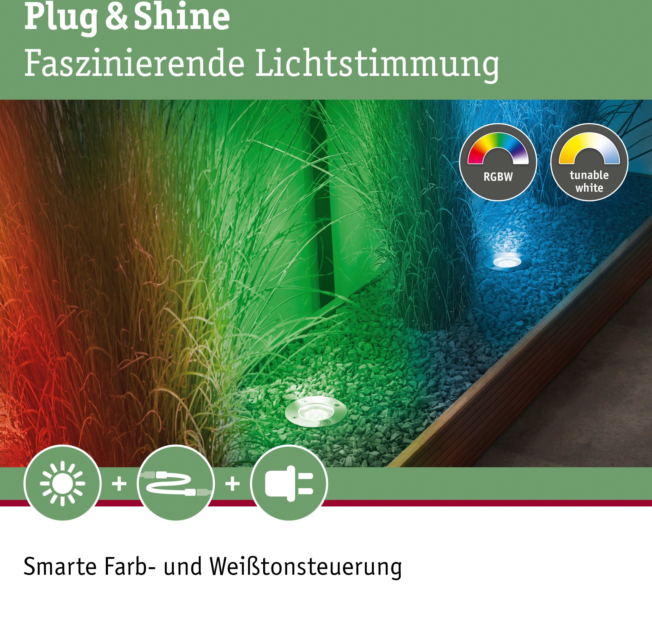 Paulmann LED Warmweiß, fest integriert, RGBW & LED 24V Plug IP65 Einbauleuchte Plug Shine, LED-Modul, ZigBee & Shine