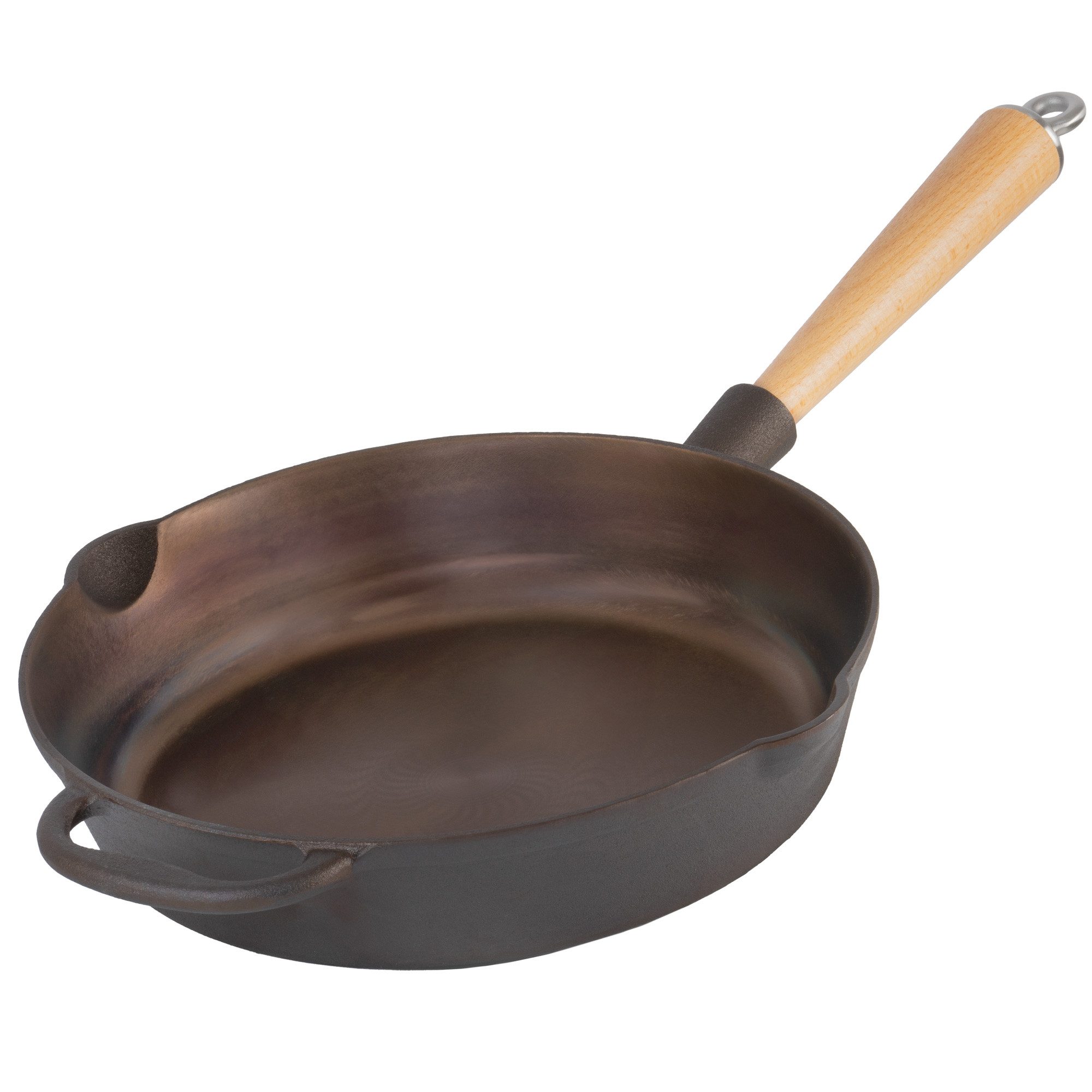 Mahlzeit Grillpfanne Polierte Gusseisenpfanne Ø 27 cm, Bratpfanne mit zwei Ausgießern, Gusseisen (1-tlg)