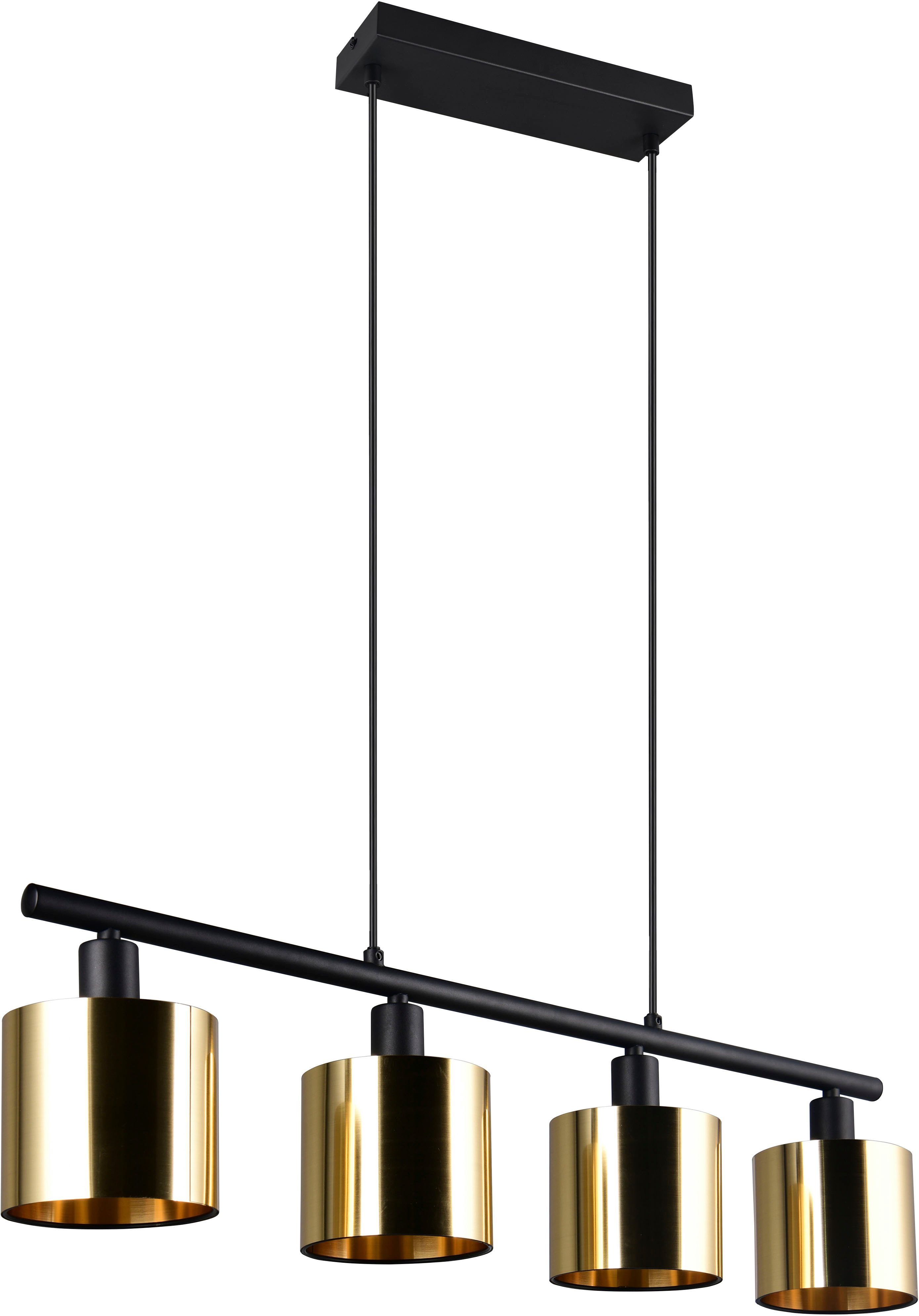 Reality Leuchten Pendelleuchte Jason, ohne Leuchtmittel Hängelampe Esstisch 4-flammig, 4xE14 max 10W, Leuchtmittel wechselbar, warmweiß - kaltweiß, höhenverstellbar max 150cm, mit semi-transparenten Kunststoff-Schirmen