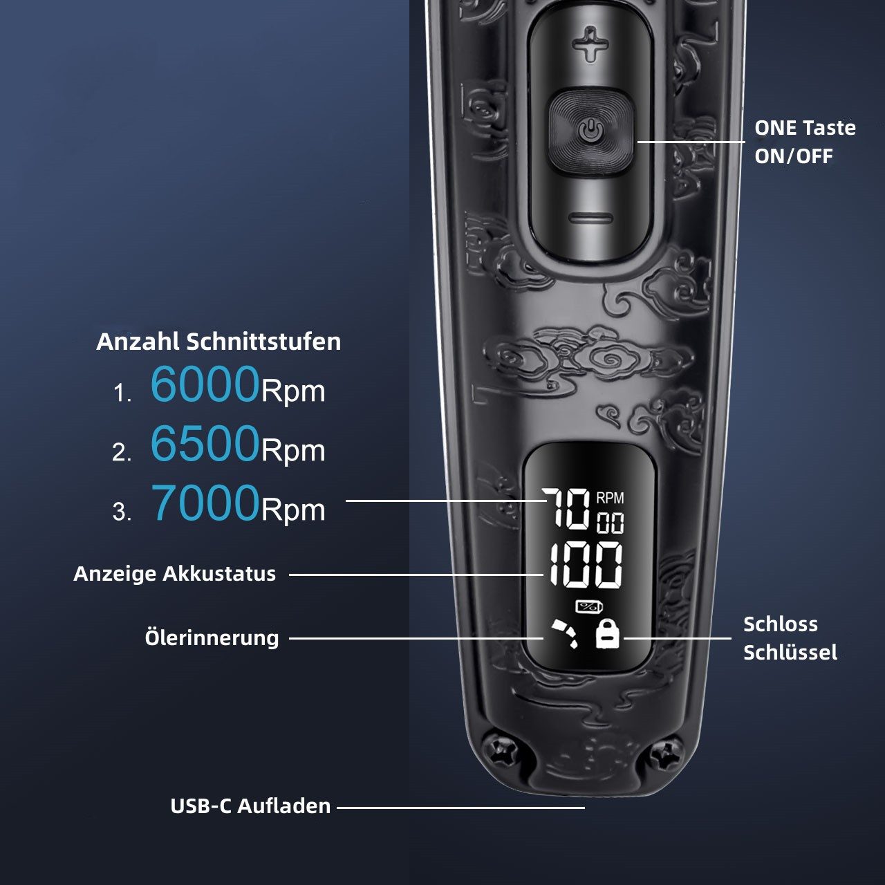 HATTEKER Haar- und Bartschneider HT-6188, Körperhaartrimmer, Wasserdicht, Einstellbare Geschwindigkeit, 8 in 1