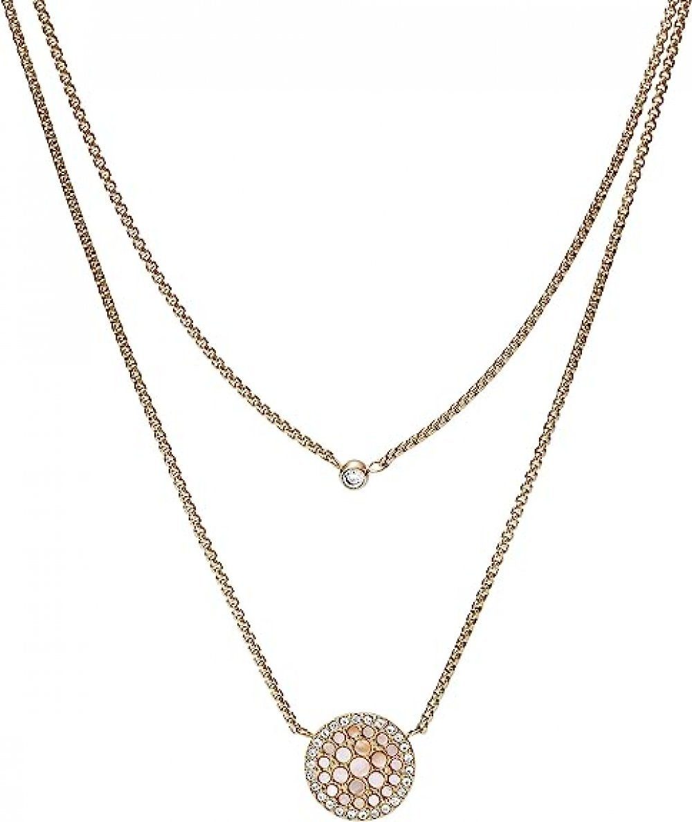 WaKuKa Charm-Kette Fossile Halskette für Damen, runde doppellagige Zirkon-Halskette (1-tlg)