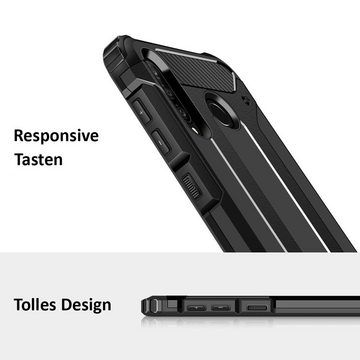 FITSU Handyhülle Outdoor Hülle für Huawei P30 Lite Schwarz, Robuste Handyhülle Outdoor Case stabile Schutzhülle mit Eckenschutz