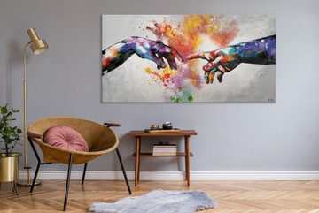 YS-Art Gemälde Galaktisch, Abstraktion, Leinwandbild Die Erschaffung von Adam Bunt
