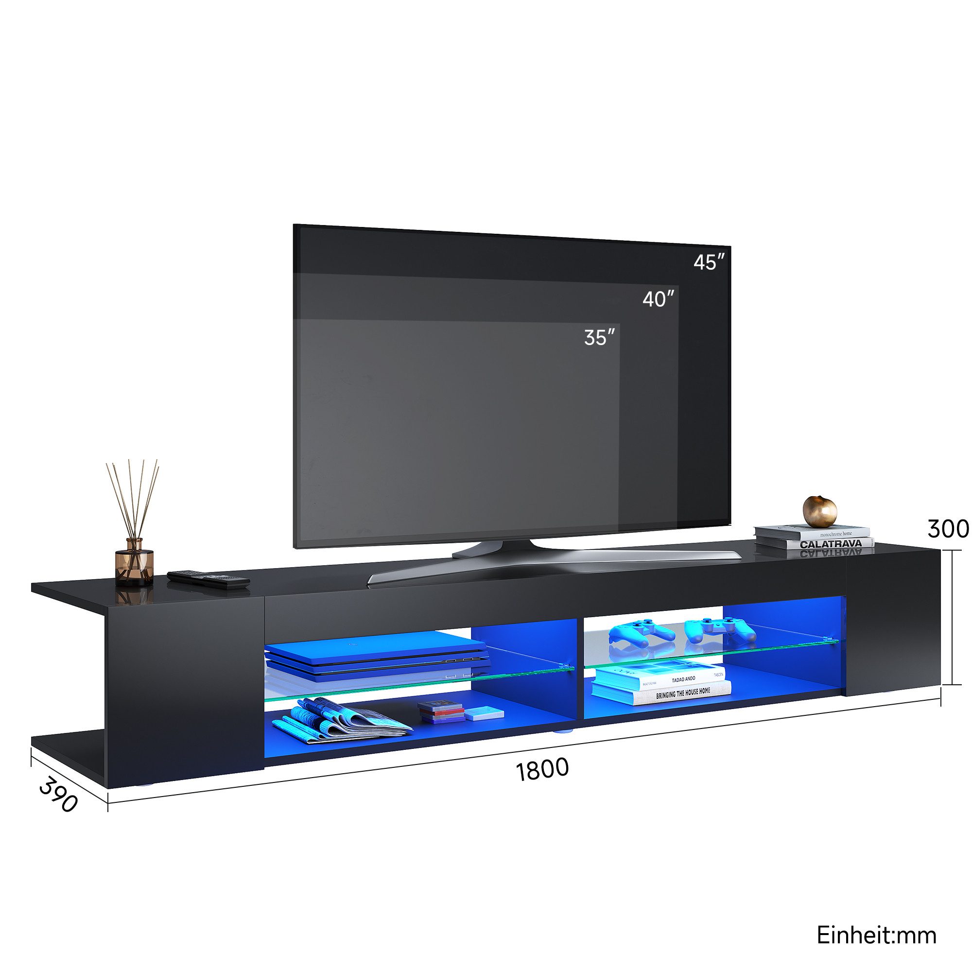 SONNI Lowboard TV Schrank schwarz/weiß, Lange 135/160/180cm, TV günstig online kaufen
