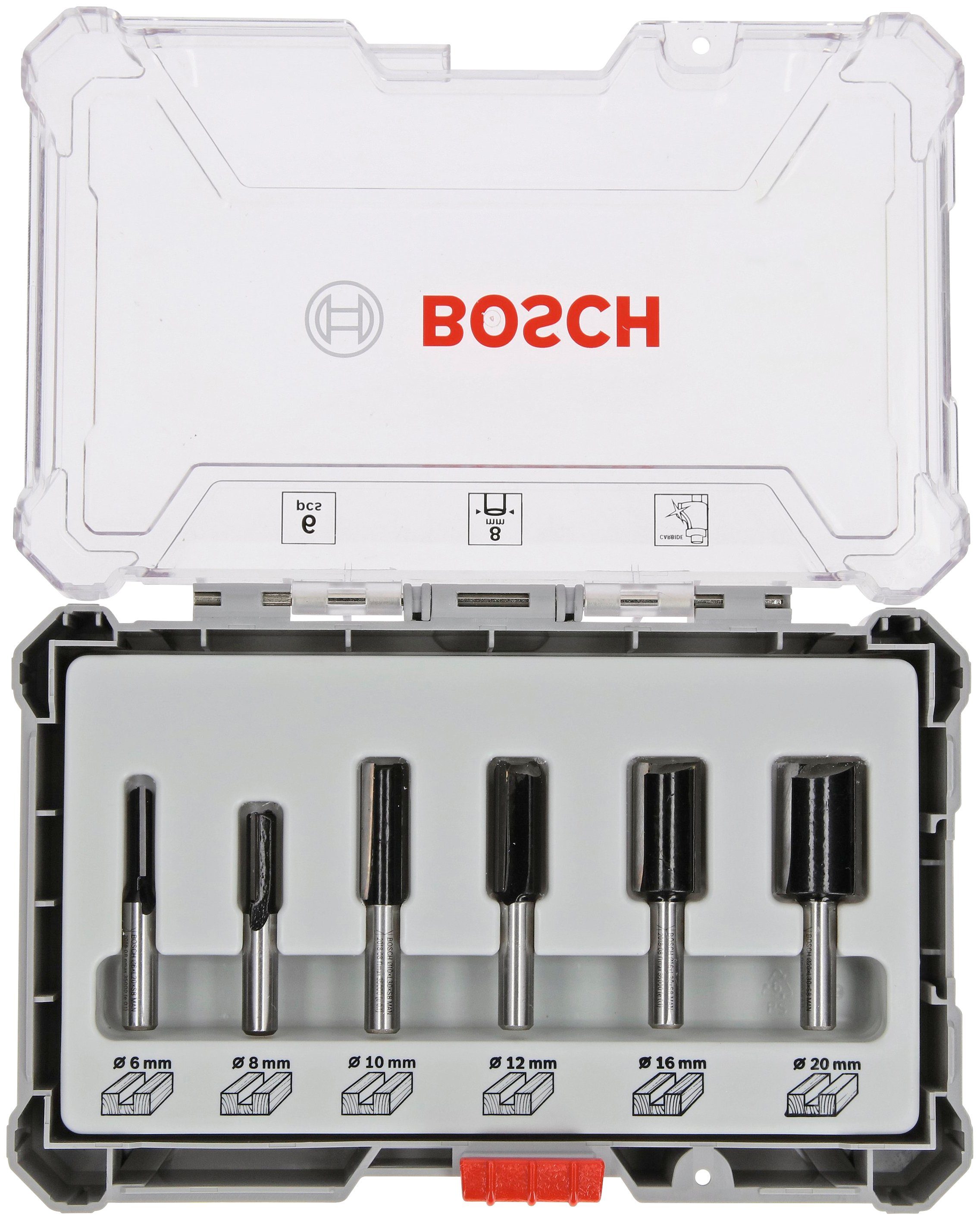 Bosch Professional Nutfräser 8-mm-Schaft, Set, 6-tlg. | Bohrfutter