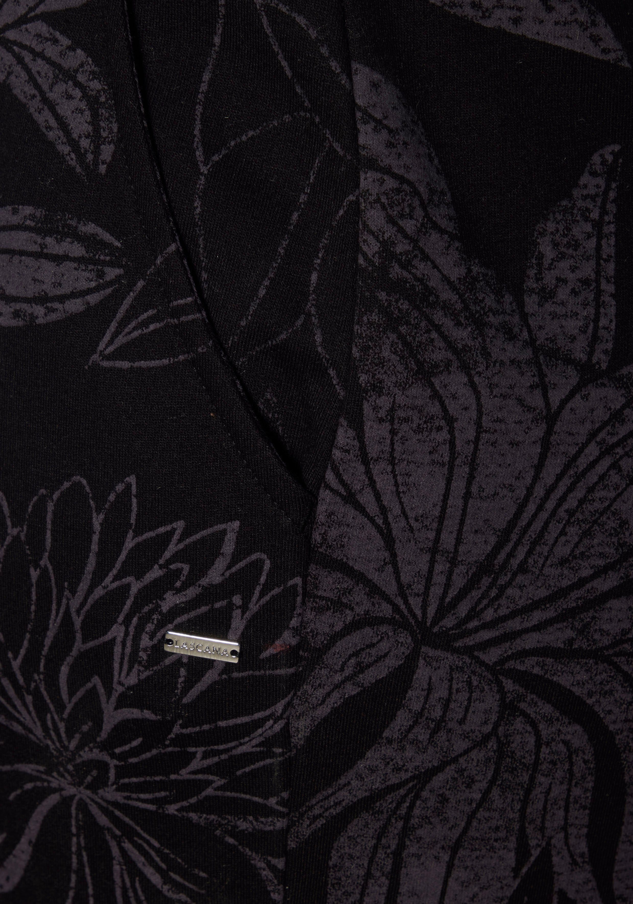 schwarz-allover-gemustert Loungehose Loungeanzug LASCANA mit floralem Alloverdruck,