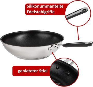 Tefal Wok Jamie Oliver E76 Wokpfanne 28cm Induktion, Antihaft, Wok Pfanne, Edelstahl 18/10 (Pfanne, Bratpfannen Set, Pfannenset, Wok, Wokpfanne, Schmorpfanne, 1-tlg., Wokpfanne), Säurebeständig, Ohne Fett / Öl braten, Hochrand