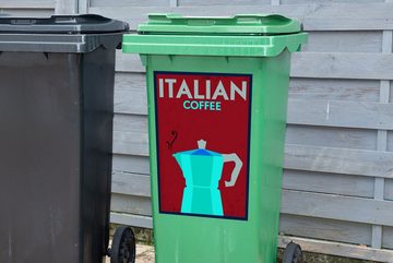 MuchoWow Wandsticker Italien - Jahrgang - Kaffee - Zitate - Italienischer Kaffee (1 St), Mülleimer-aufkleber, Mülltonne, Sticker, Container, Abfalbehälter