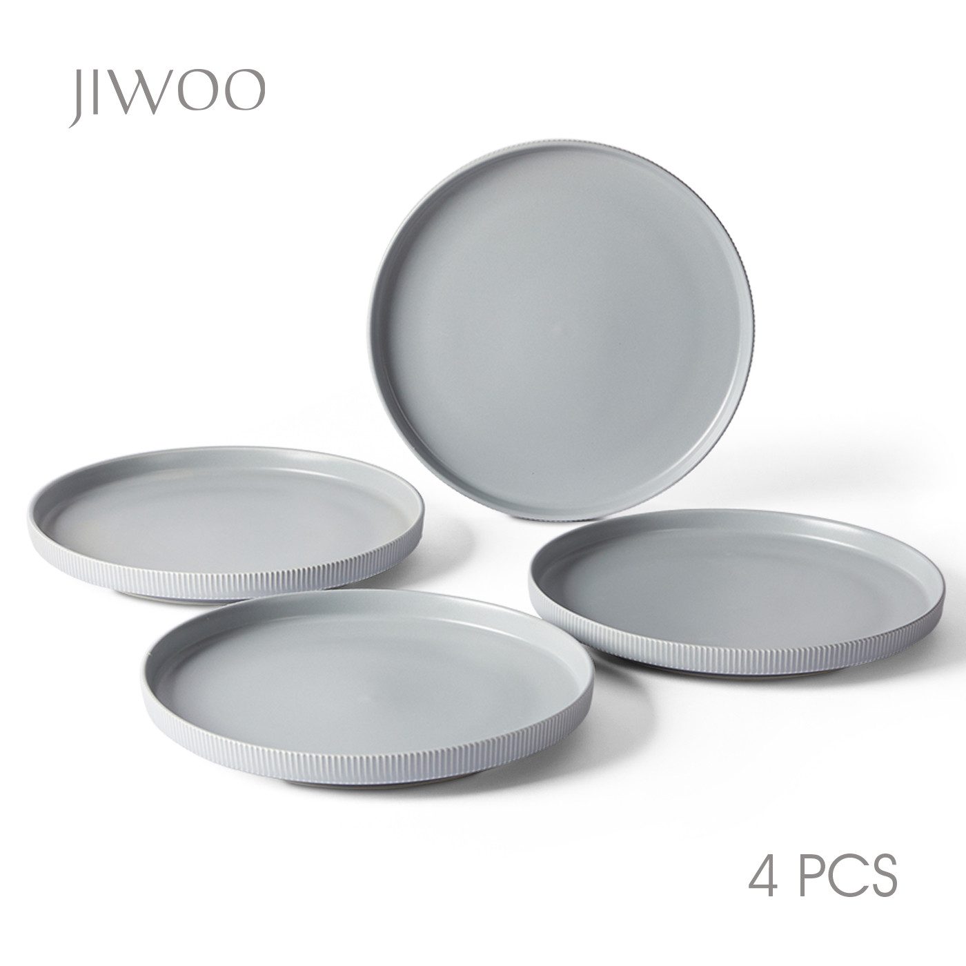JIWOO Тарелки 4er,Ø21.3cm,Salatteller,Dessertteller,Vorspeisenteller,Brotteller, (4 St), Keramik,Mattglas,Mikrowellen-und spülmaschinenfest,Stapelbares,Ø21.3cm