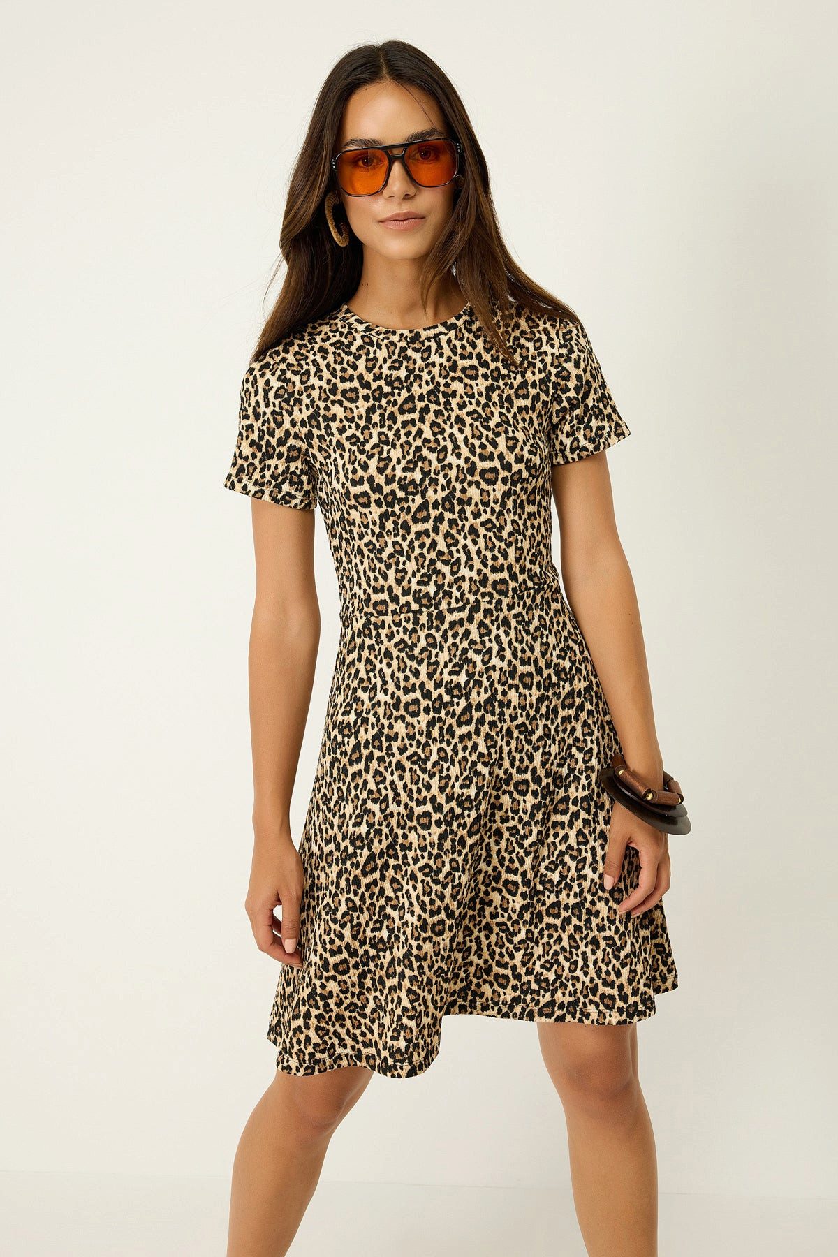 No Matter What Minikleid Minikleid mit Rundhalsausschnitt und Leopardenmust günstig online kaufen