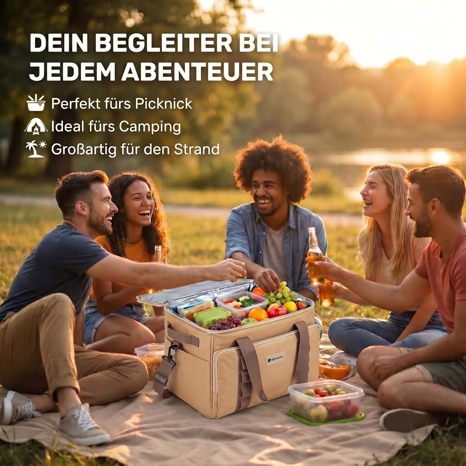Goods+Gadgets Thermobehälter Kühltasche wasserdicht Thermobehälter Isoliertasche Camping & Picknick, Polyestergewebe, (XXL, Isotasche), Camping-Tasche Wärmetasc – Bild 5 von 5