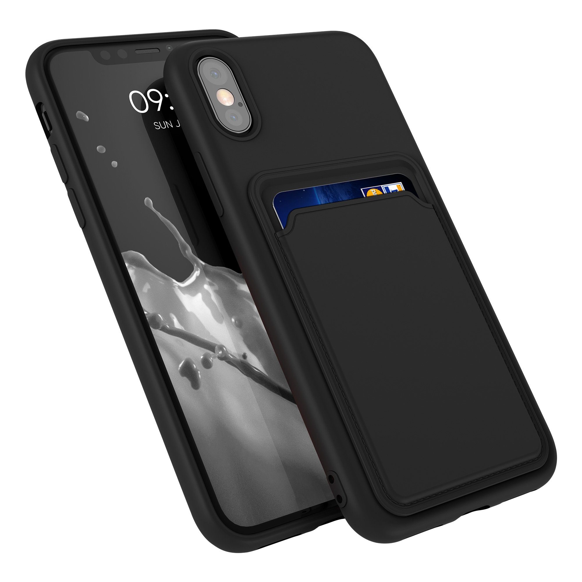 kwmobile Handyhülle Hülle für Apple iPhone X, Handyhülle mit Fach für Karten - Handy Cover Case