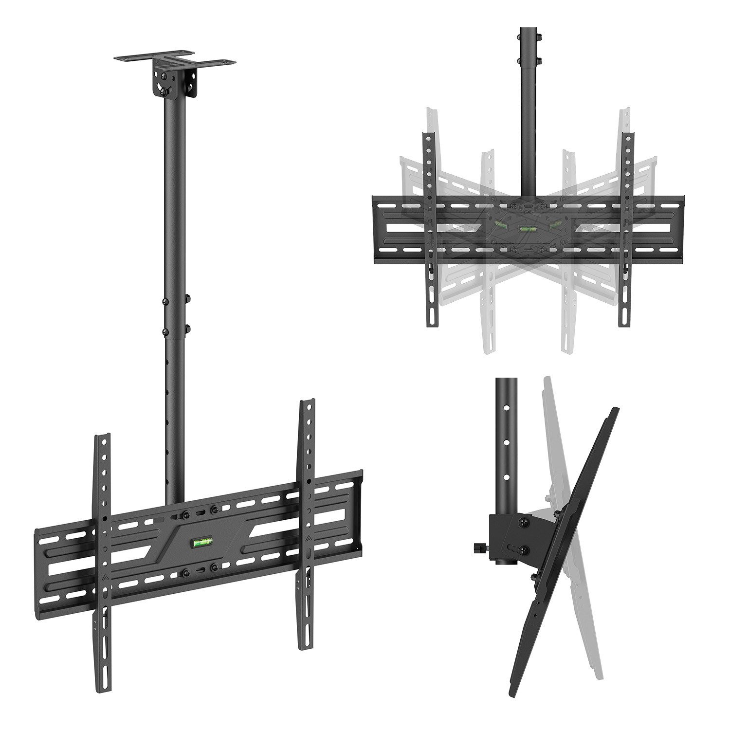 Maclean TV-Deckenhalterung MC-173 für Fernseher von 37 bis 86 Zoll max. 50 kg, (bis 86 Zoll, Höhenverstellung des Fernsehers: 527–777 mm)