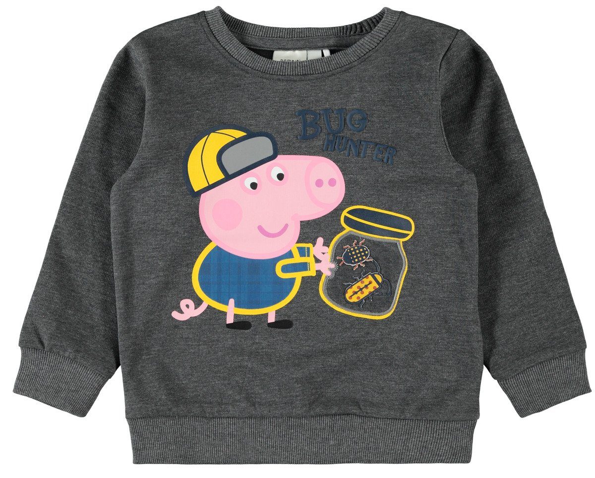 Rundhalspullover Name It Jungen Sweatshirt "Schorsch Pig" in grau