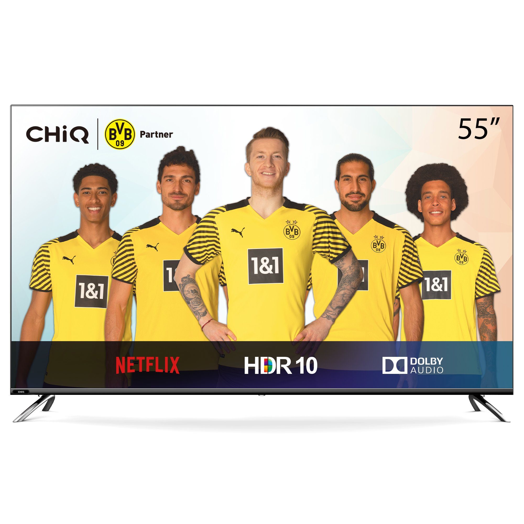 CHiQ U55H7S LED-Fernseher (139,00 cm/55 Zoll, 4K Ultra HD, Smart-TV,  ANDROID TV, Android9.0 TV, Google Assistant,Play store,Netflix,Youtube, Amazon prime video,Dolby vision,Dolby Audio,Chromecast  built-in,Bluetooth5.0,Frameless,AI Pont,HbbTV2.0,Google ...