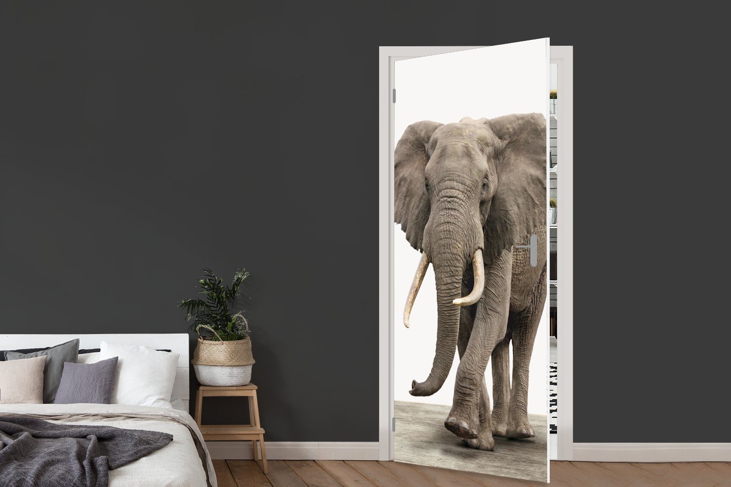 MuchoWow Türtapete Elefant - Kinder - (1 St), für 75x205 Tür, bedruckt, Türaufkleber, Fototapete cm Tiere Matt, - Mädchen