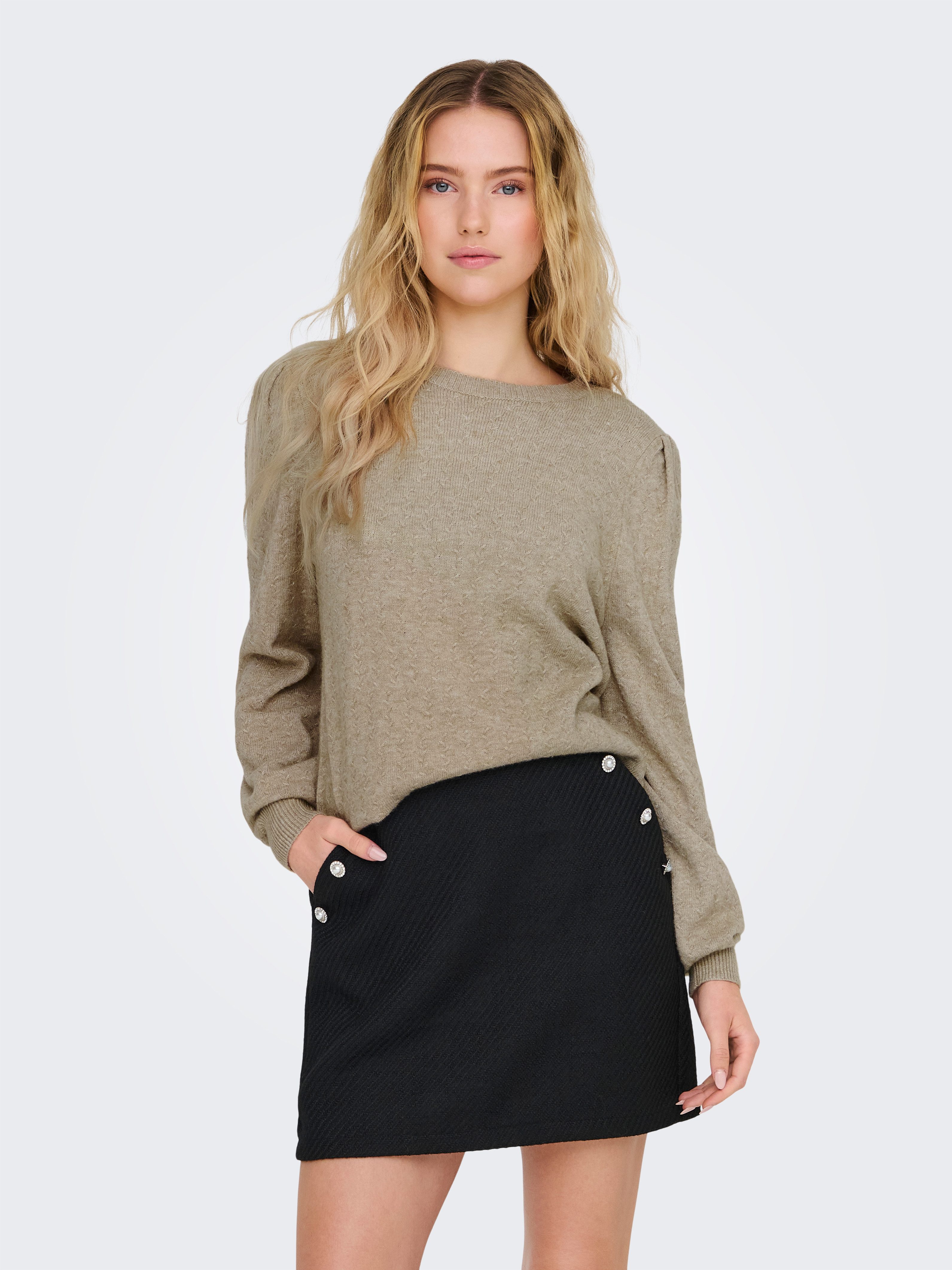 ONLY Rundhalspullover ONLKATIA LS STRUCTURE PUFF günstig online kaufen