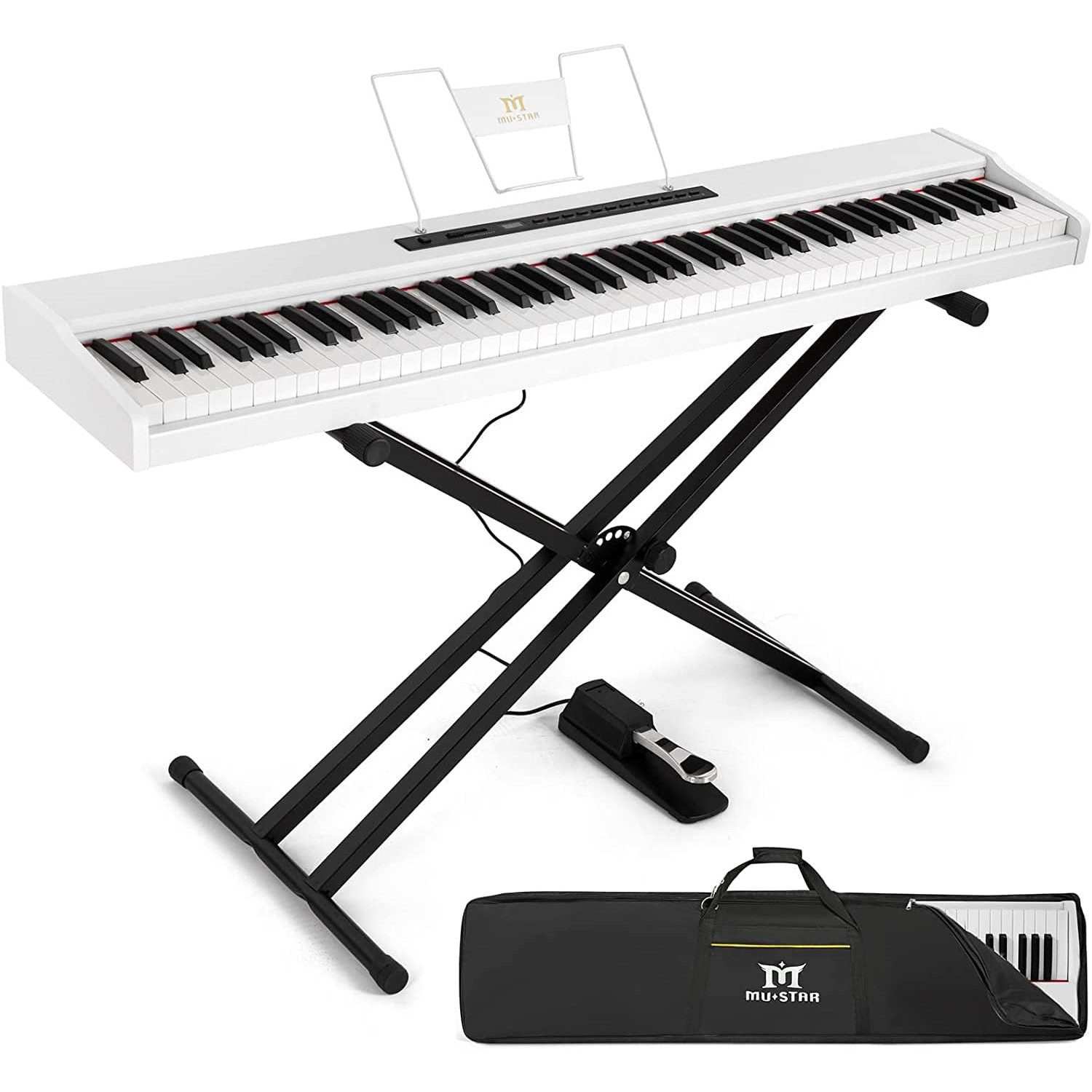 Digitalpiano Tragbares E-Piano 88 Tasten Sustain Pedal Keyboardständer, Bluetooth