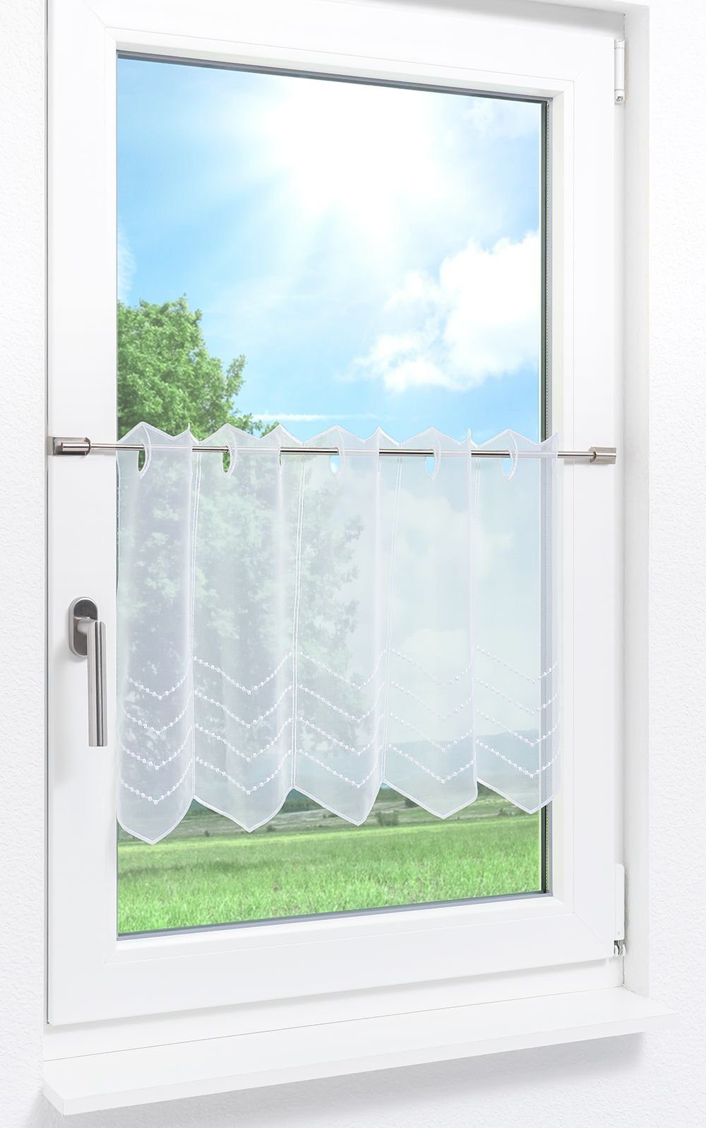 Scheibengardine (1 Plauener 45x48.6cm St), Spitze®, transparent, Melissa, HxB