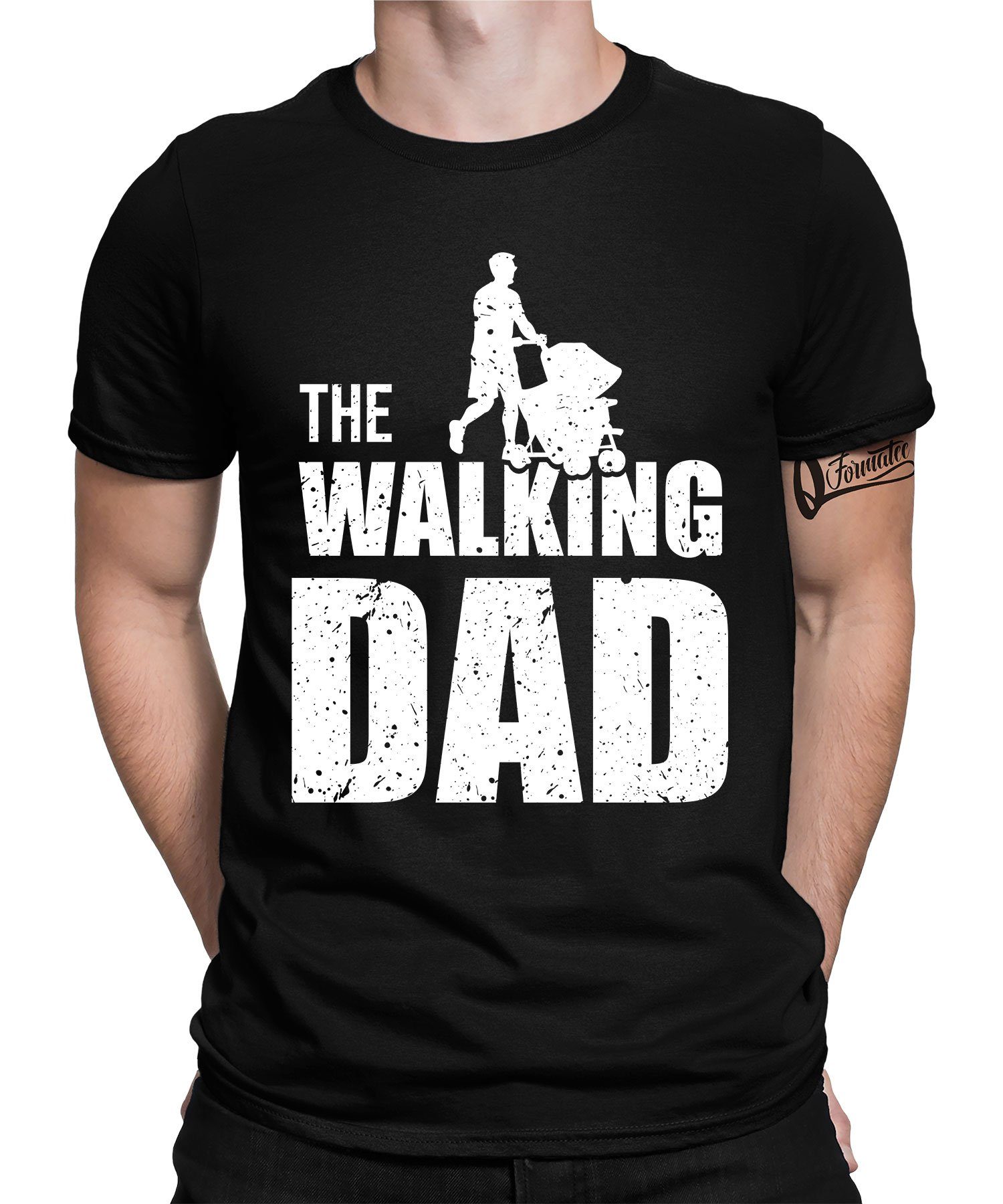 Quattro Formatee Kurzarmshirt The Walking Dad - Papa Vatertag Vater Herren T-Shirt (1-tlg) Schwarz