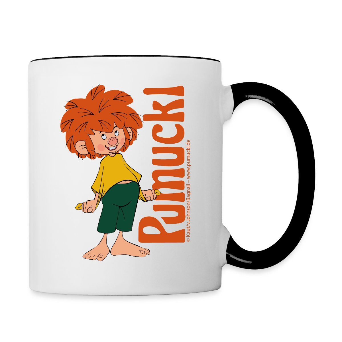 Spreadshirt Tasse Pumuckl Mit Verschmitztem Lächeln Und Logo Tasse Zweifarbig, Keramik