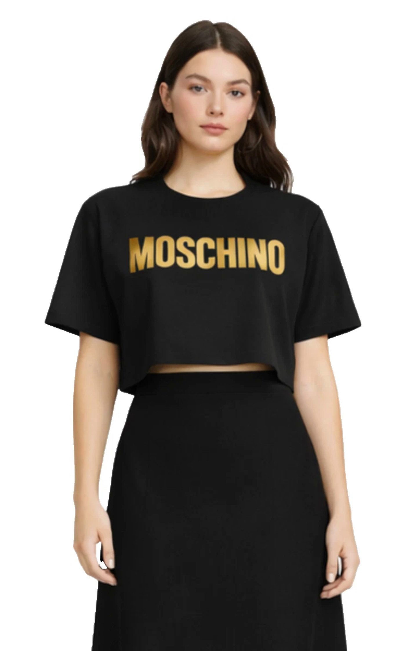 Moschino Crop-Top Couture Milano Top Gold 3D-Applikation exklusivste Linie günstig online kaufen