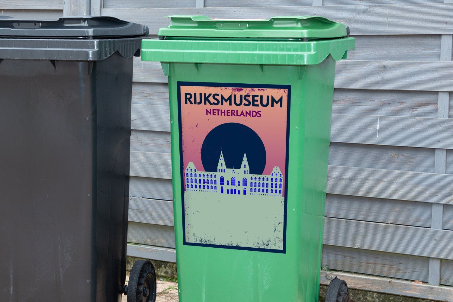 MuchoWow Wandsticker Amsterdam - Mülltonne, Abfalbehälter (1 Vintage Zitate Rijksmuseum - Mülleimer-aufkleber, - Container, Niederlande Sticker, St), - Rijksmuseum