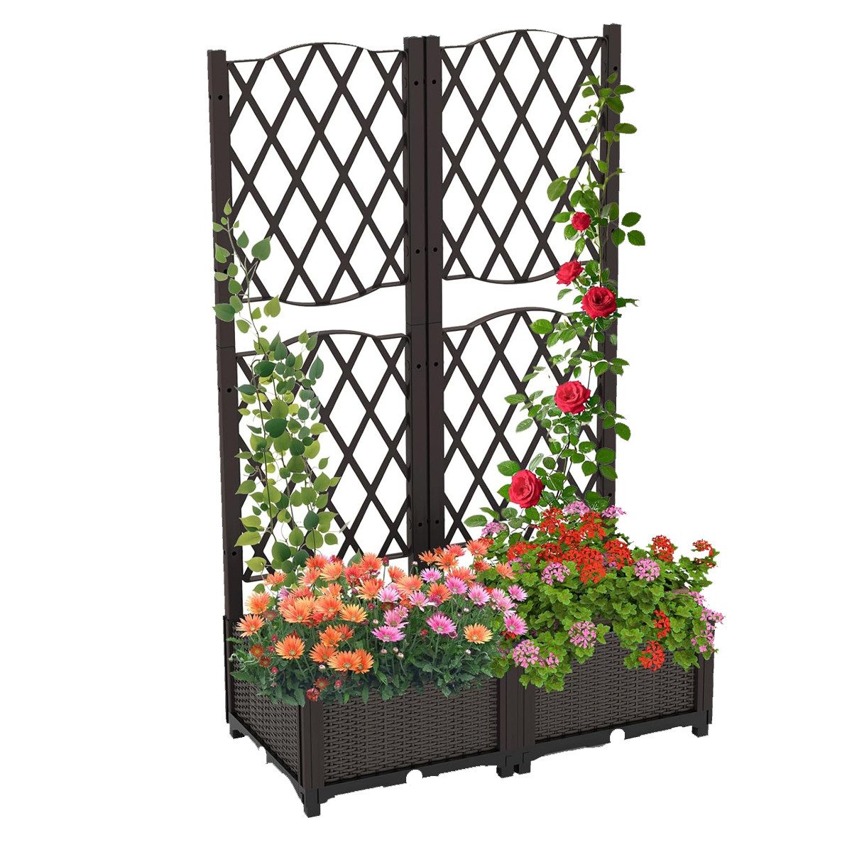 Blumenkasten Hochbeet mit Rankgitter