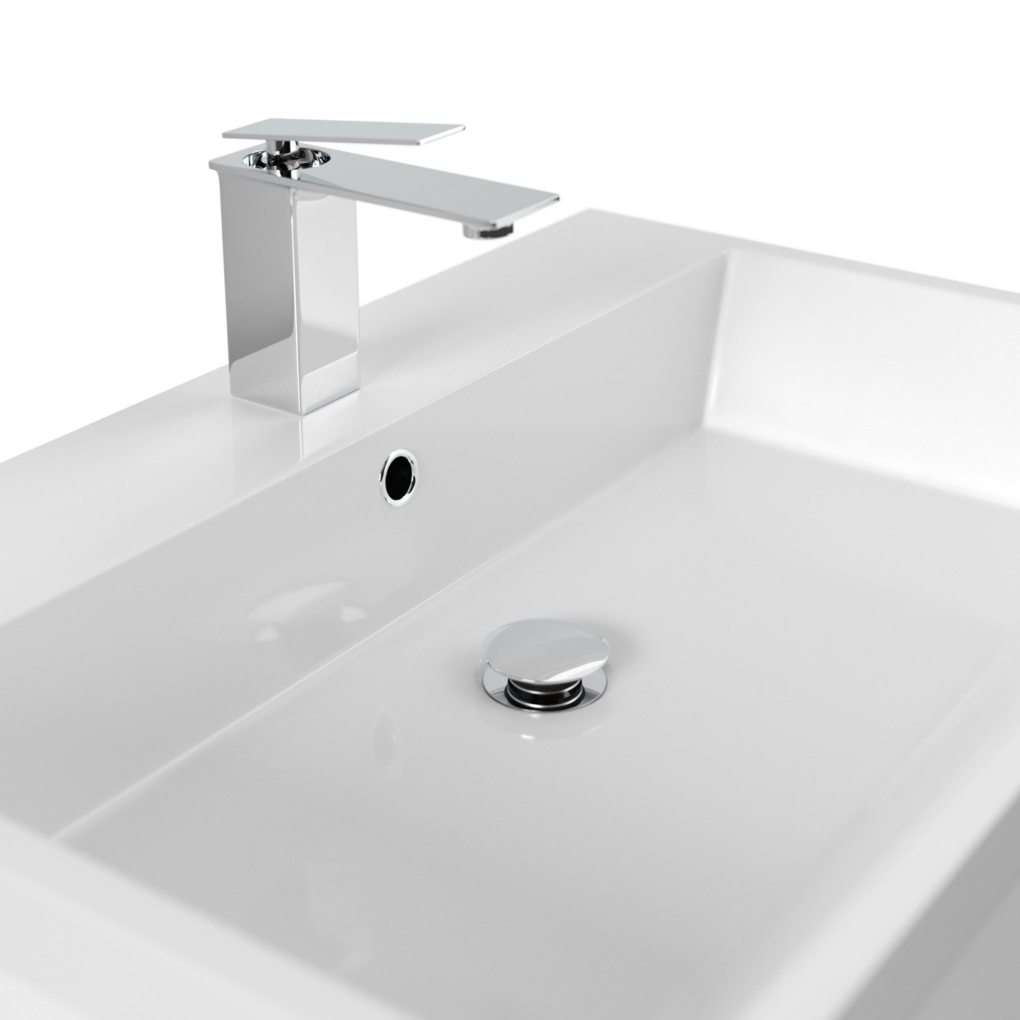 Magnolia Home Waschtisch Badmöbel Via 70 SoftClose weiss hochglanz mit grifflosen Schubladen – Bild 5 von 5