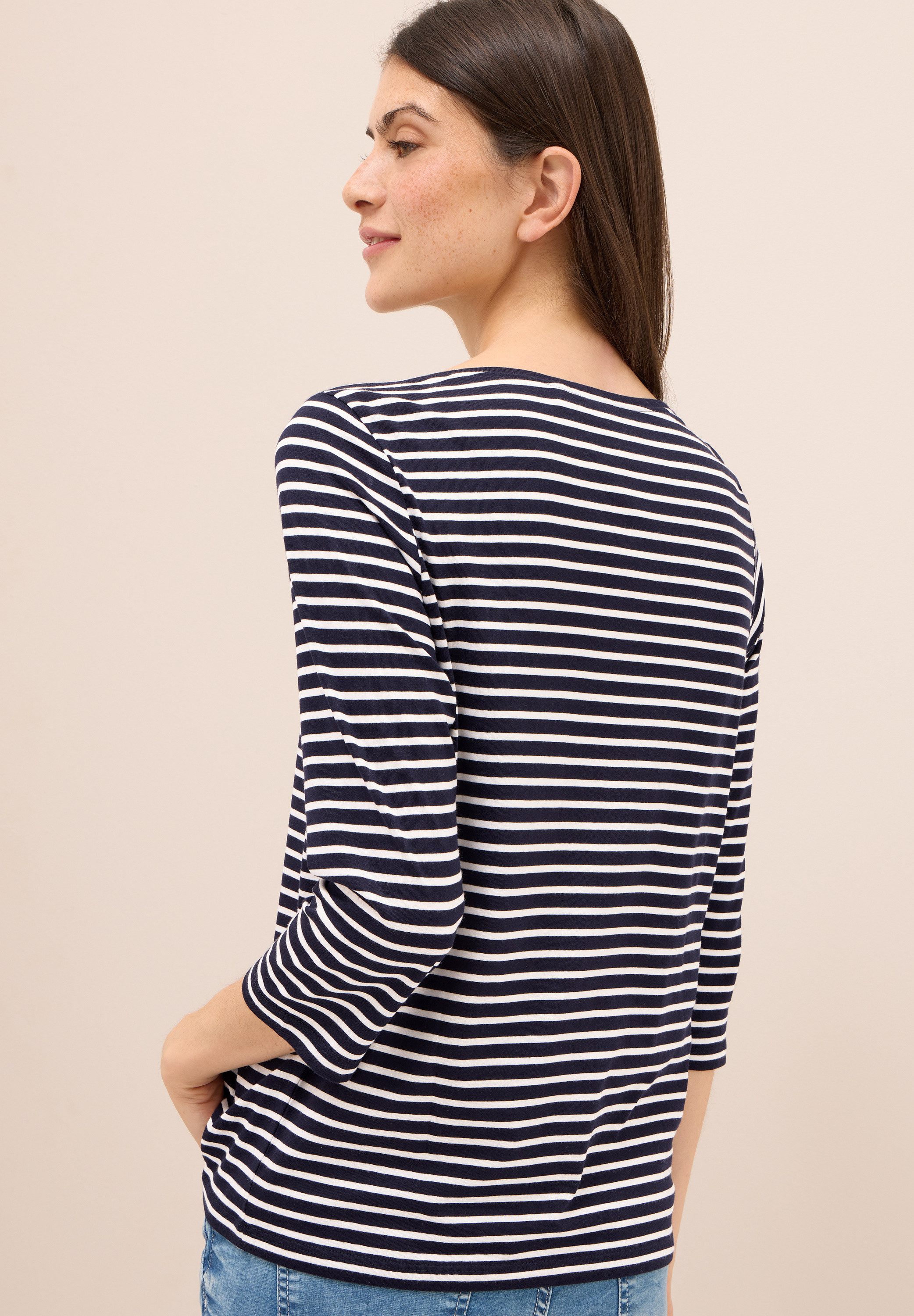 CECIL 3/4-Arm-Shirt mit Streifen Muster günstig online kaufen