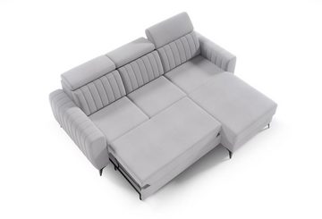 MOEBLO Ecksofa MOSTA I, Couch für Wohnzimmer, Schlafsofa Sofagarnitur Sofa Eckcouch L-Form Wohnlandschaft, Verstellbaren Kopfstützen - (BxHxT): 238x93/109x176 cm, mit Bettkasten und Schlaffunktion