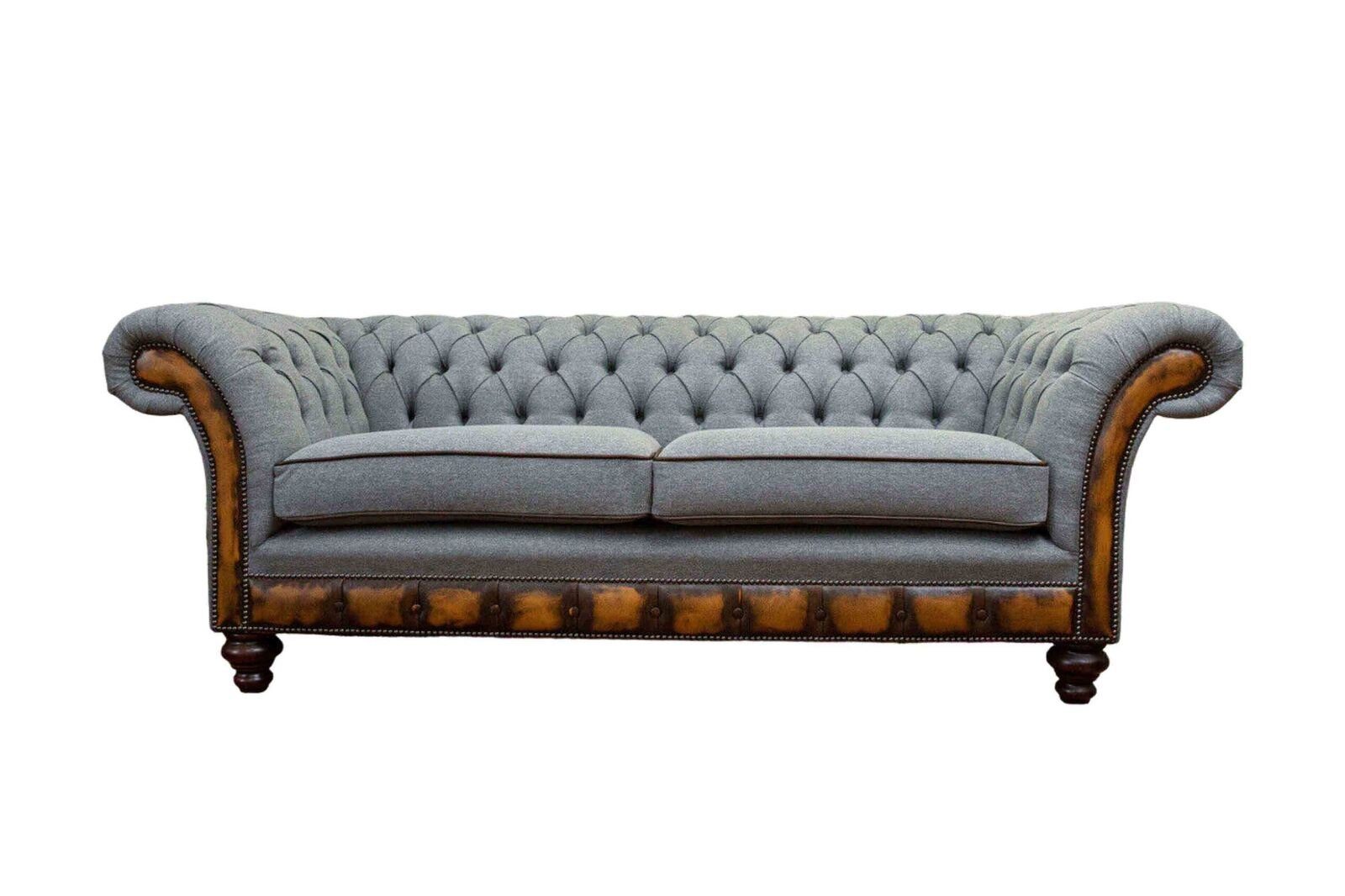 JVmoebel Sofa Luxus Dreisitzer Moderne Couch Möbel Grau Sofas Stoff Textil Polster, Made In Europe