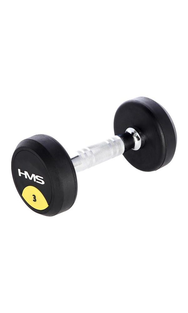 HMS Kurzhantel Fitness Pro Rundhantel mit Gummiummantelung 3 kg - 1 Stück