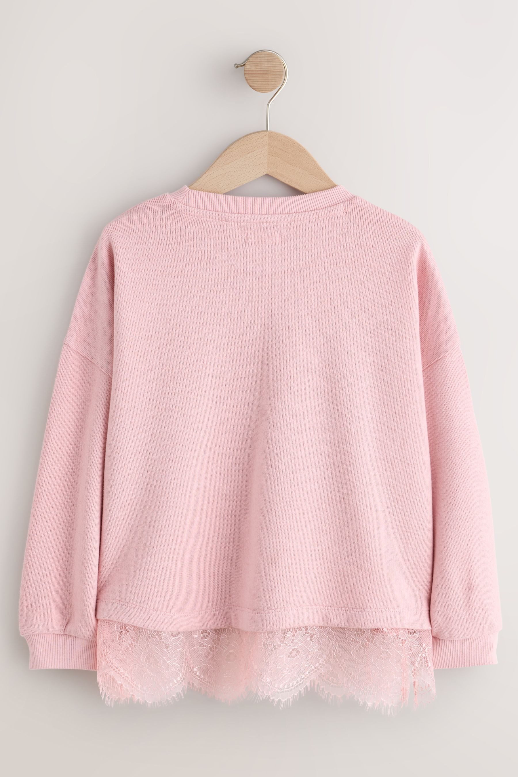 Next T-Shirt Sweatshirt mit Spitzensaum (1-tlg) – Bild 2 von 4