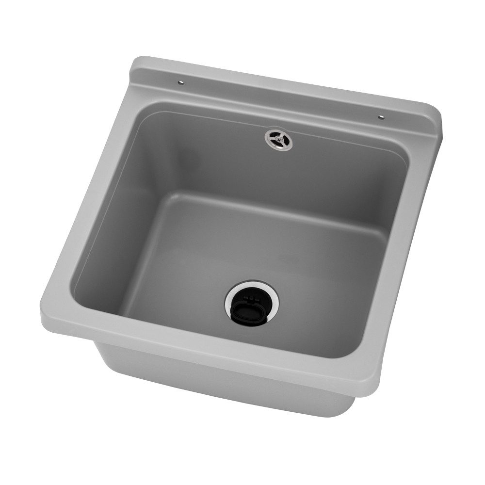 Lavre Waschbecken RIVA, Kunststoff Spülbecken Waschtrog Ausgussbecken, grau, 40x38x22,8 cm
