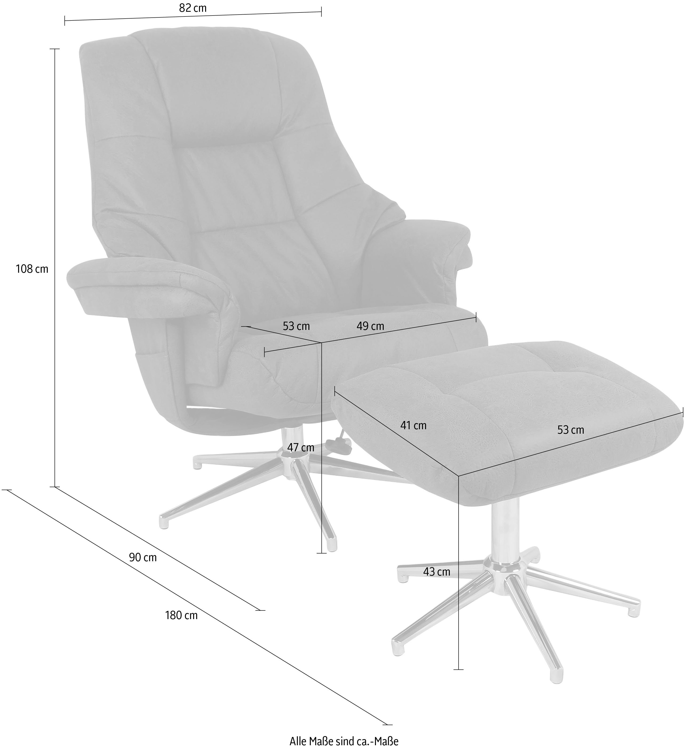 Duo Collection TV-Sessel Burnaby, Grad drehbar 360 braun mit und Relaxfunktion, Hocker