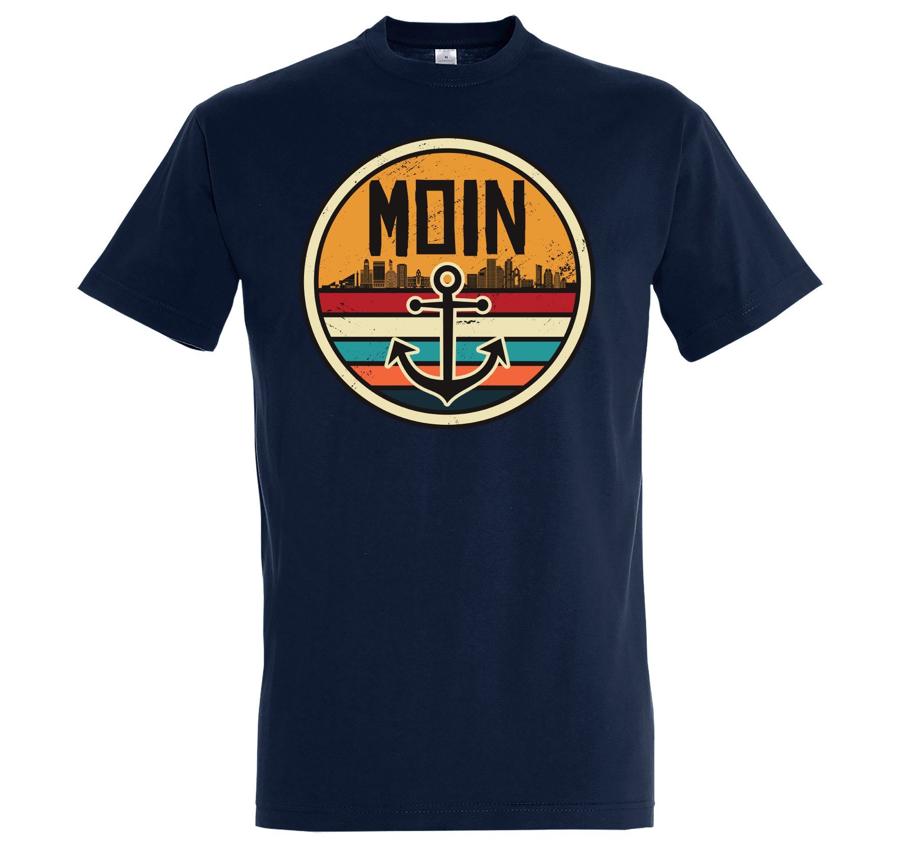 Logo Print-Shirt Moin Youth Anker modischem Print Spruch Herren Spruch Designz mit und Navyblau T-Shirt
